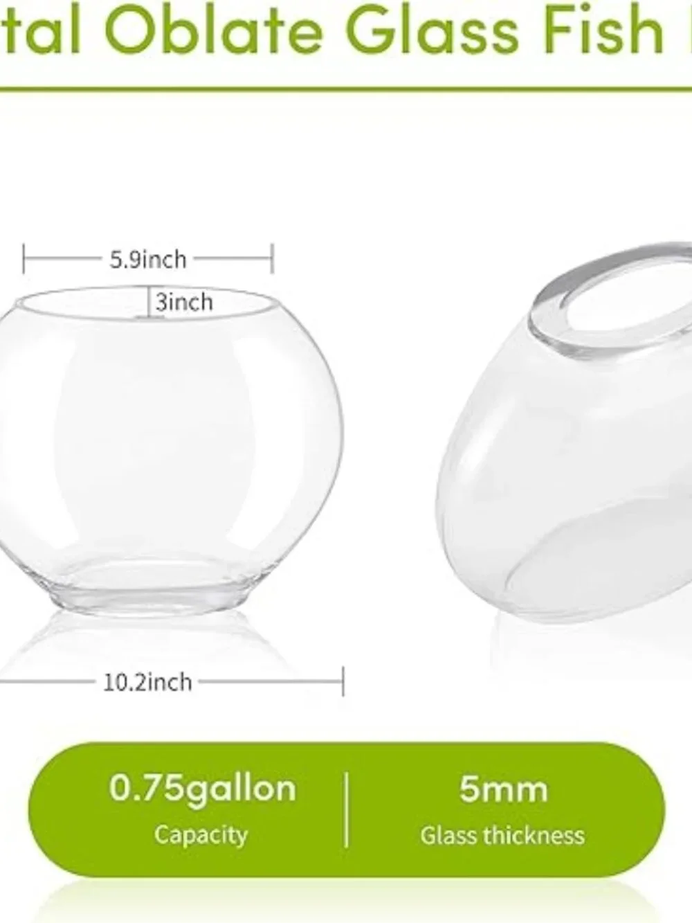 Hygger Glass Oblate Fish Bowl Tank Aquarium - Pet Supplies